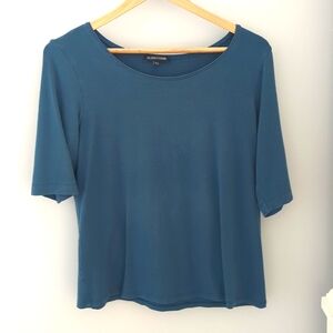 Eileen Fisher blue short sleeve shirt